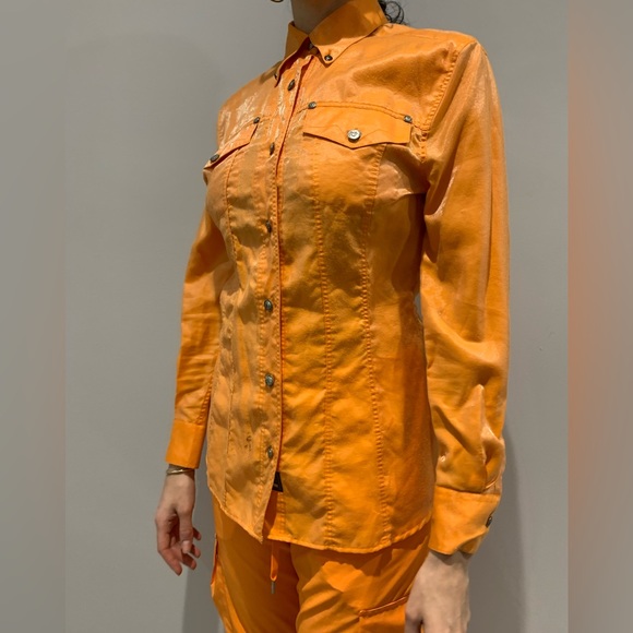 VINTAGE VERSACE ORANGE BLOUSE - Picture 3 of 12